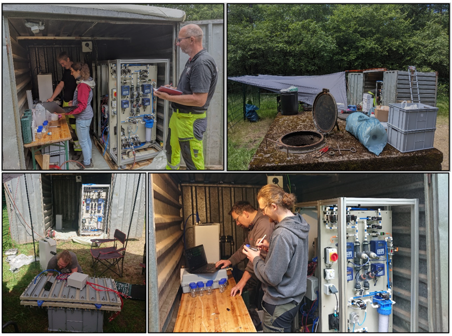 Four pictures are shown in which various steps in the construction of the pilot plant at Nienburg ca